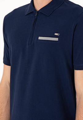 Erkek Regular Fit Fermuarlı Lacivert Tişört - 50306788026