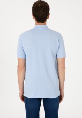 Erkek Regular Fit Fermuarlı Açık Mavi Tişört - 50306788007