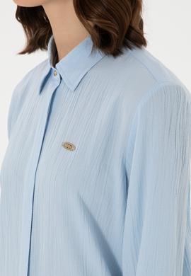 Kadın Açık Mavi Uzun Kollu Gömlek - 50283570010