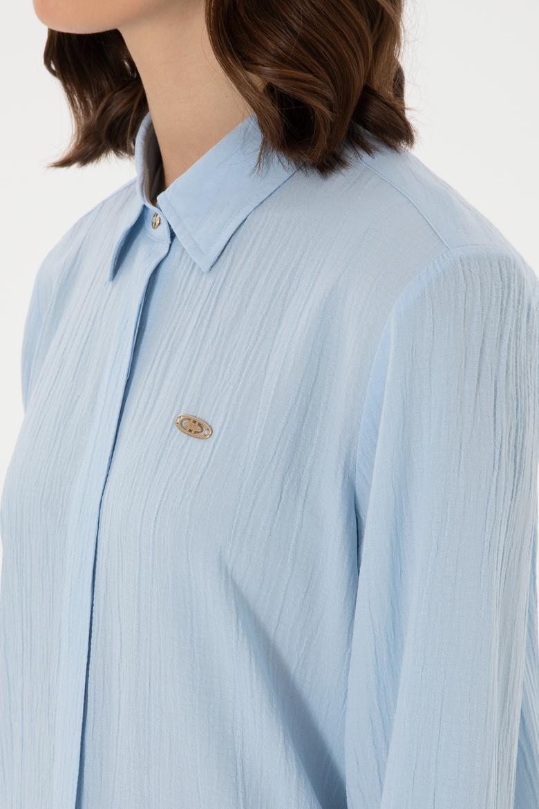 Kadın Açık Mavi Uzun Kollu Gömlek - 50283570010