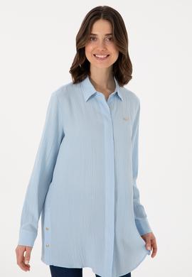 Kadın Açık Mavi Uzun Kollu Gömlek - 50283570010