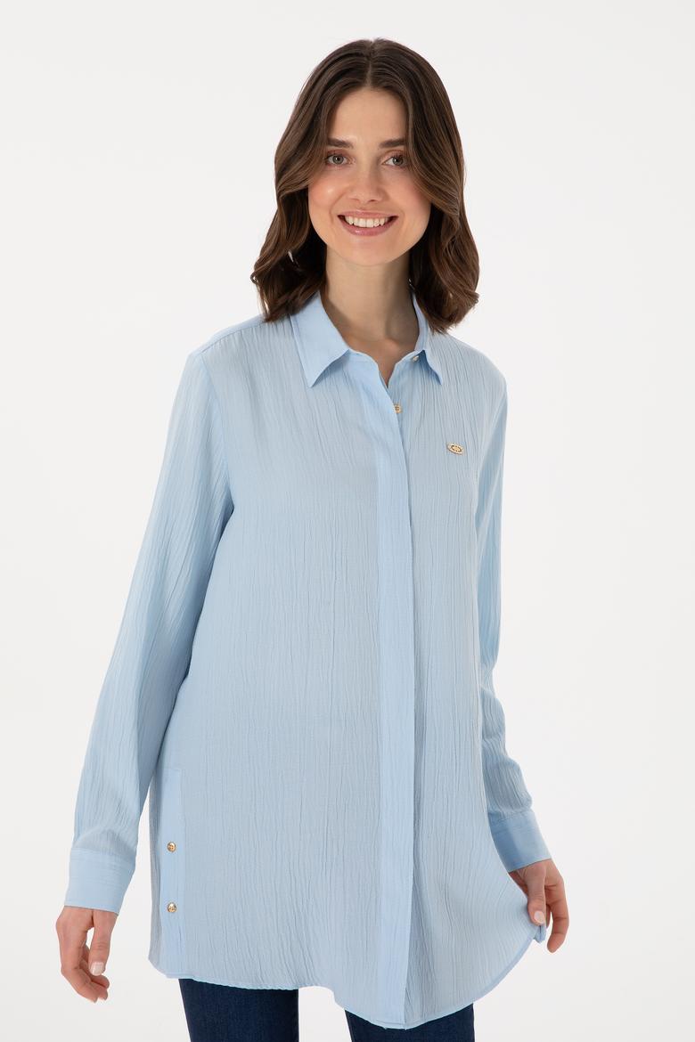 Kadın Açık Mavi Uzun Kollu Gömlek - 50283570010