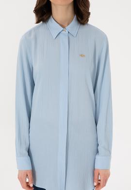 Kadın Açık Mavi Uzun Kollu Gömlek - 50283570010