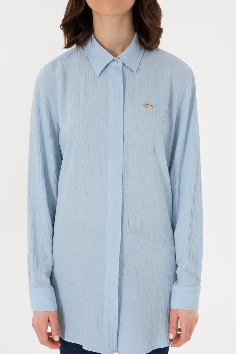 Kadın Açık Mavi Uzun Kollu Gömlek - 50283570010