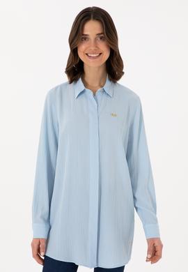 Kadın Açık Mavi Uzun Kollu Gömlek - 50283570010