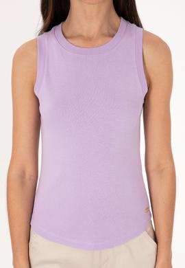 Kadın Lila Kolsuz Bisiklet Yaka Basic Tişört - 50300904036