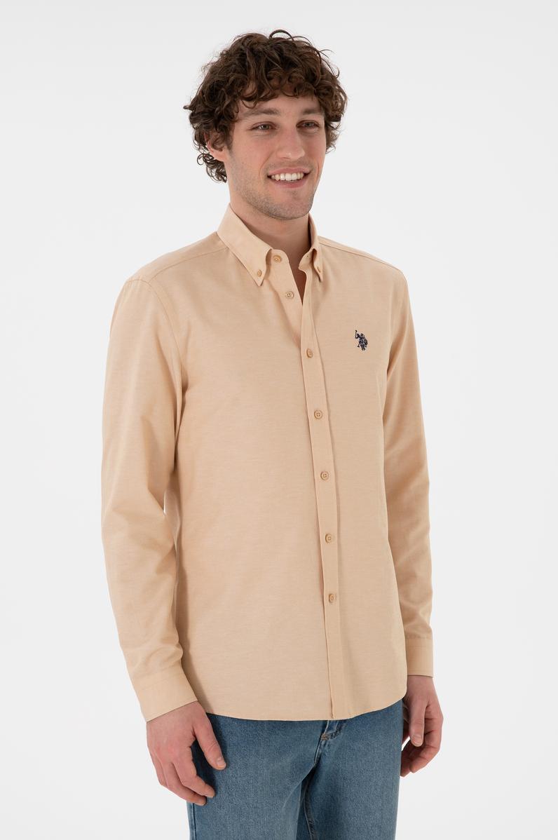 Erkek Camel Uzun Kollu Basic Gömlek