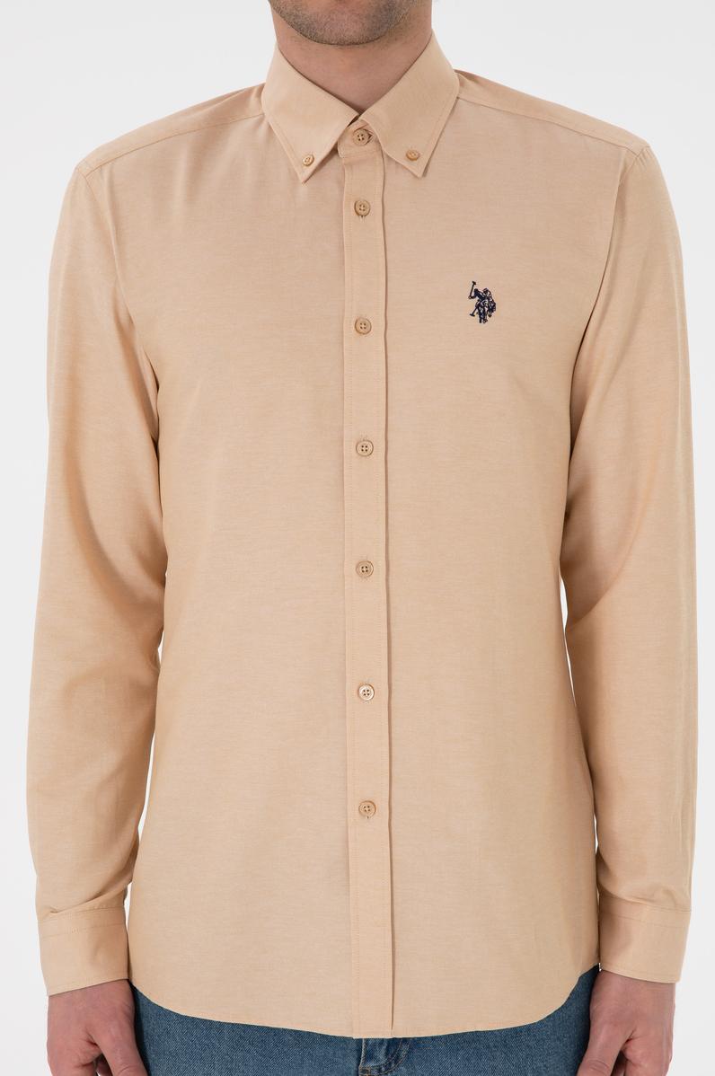 Erkek Camel Uzun Kollu Basic Gömlek