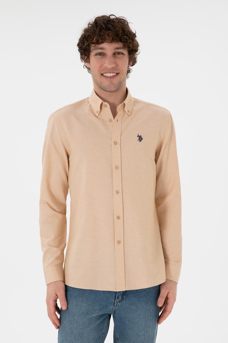 Erkek Camel Uzun Kollu Basic Gömlek