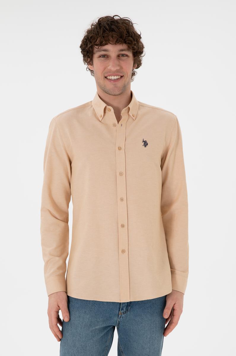 Erkek Camel Uzun Kollu Basic Gömlek