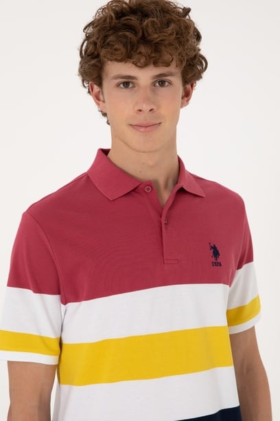 Erkek Regular Fit Polo Yaka Vişne Tişört