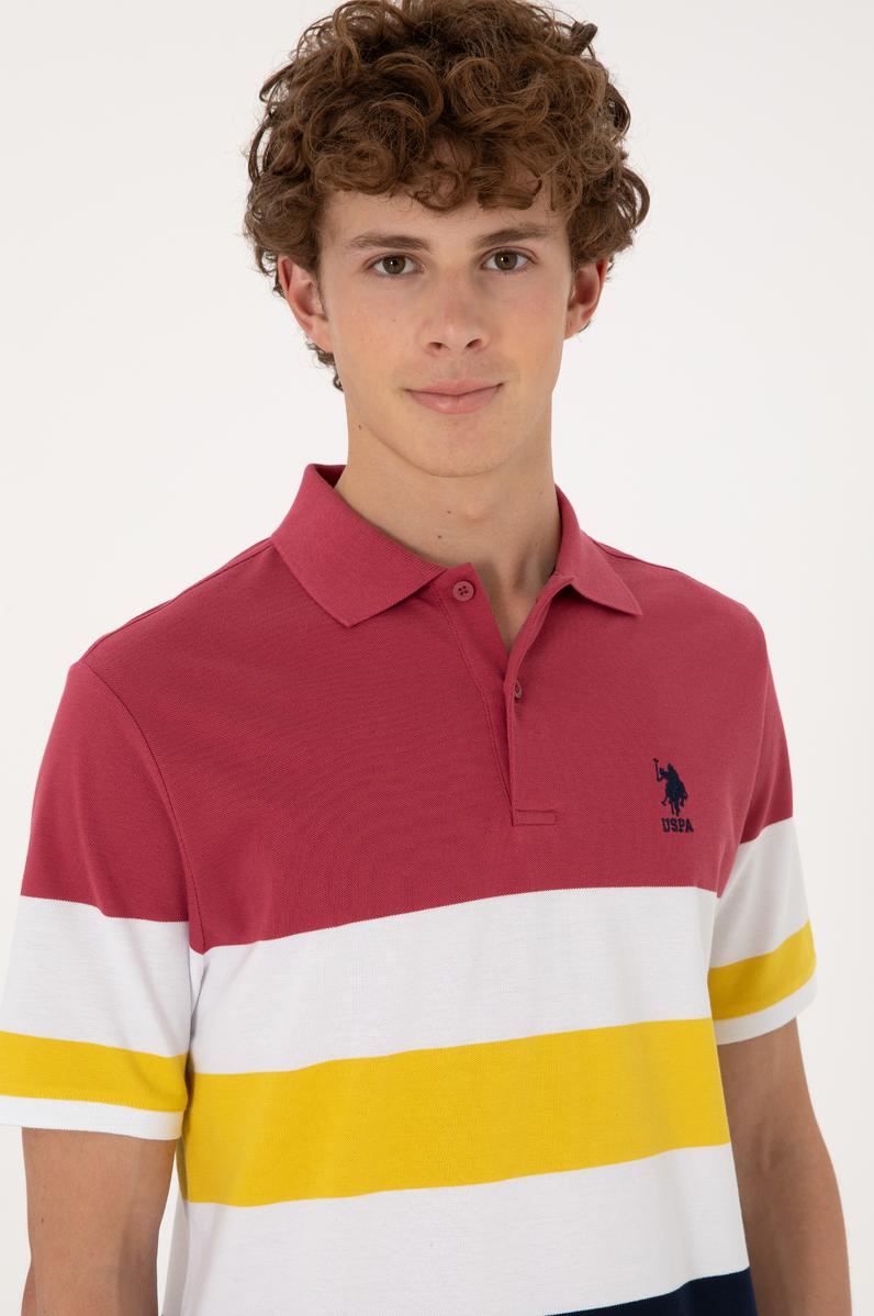 Erkek Regular Fit Polo Yaka Vişne Tişört