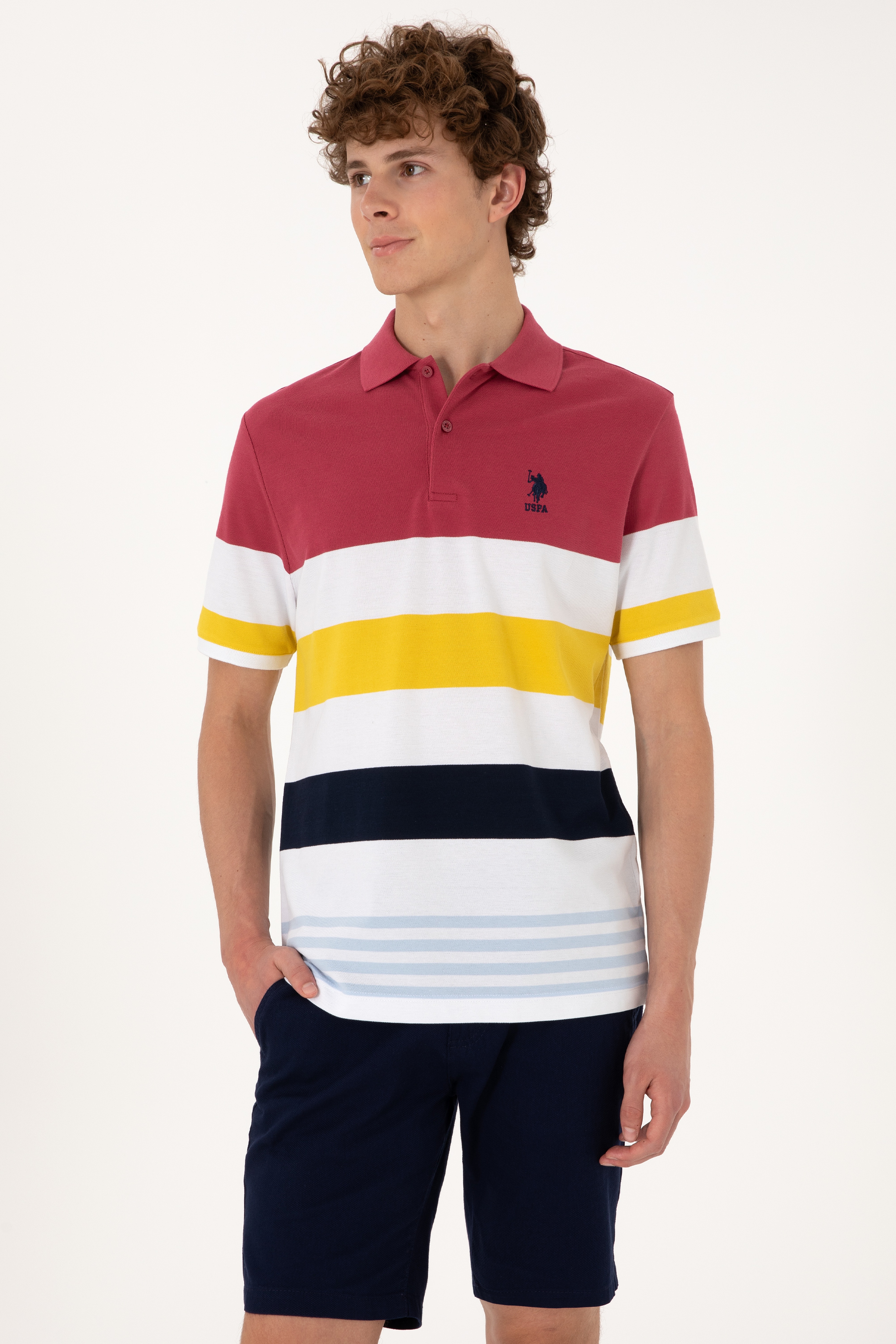 Erkek Regular Fit Polo Yaka Vişne Tişört - Image 3