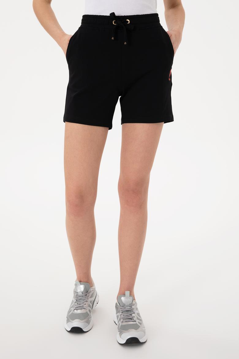 Kadın Siyah Örme Şort - 50300840019