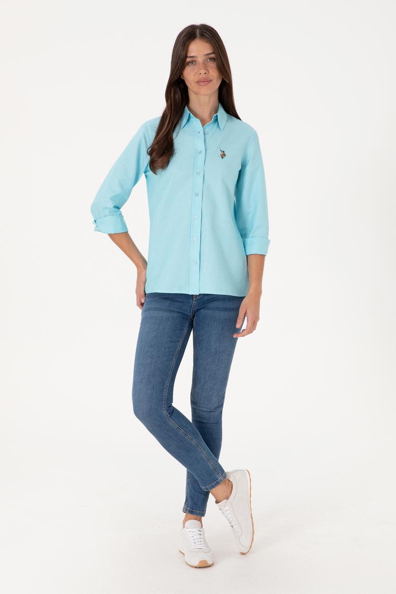 Kadın Aqua Uzun Kollu Basic Gömlek - 50298103038