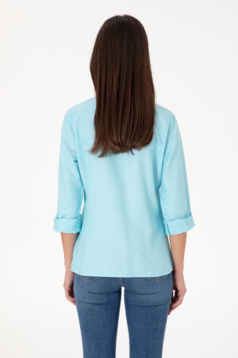 Kadın Aqua Uzun Kollu Basic Gömlek - 50298103038