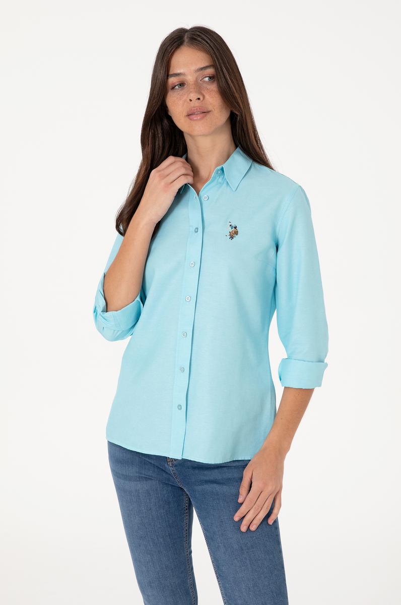 Kadın Aqua Uzun Kollu Basic Gömlek