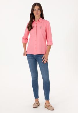 Kadın Pembe Uzun Kollu Basic Gömlek - 50298103015