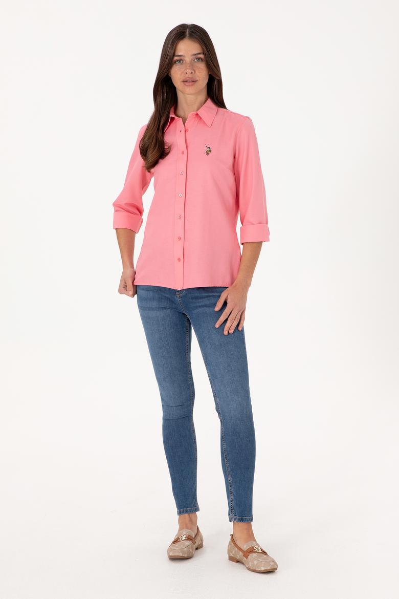 Kadın Pembe Uzun Kollu Basic Gömlek - 50298103015