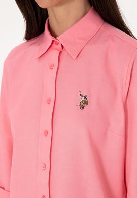 Kadın Pembe Uzun Kollu Basic Gömlek - 50298103015