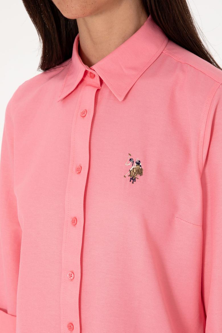 Kadın Pembe Uzun Kollu Basic Gömlek - 50298103015