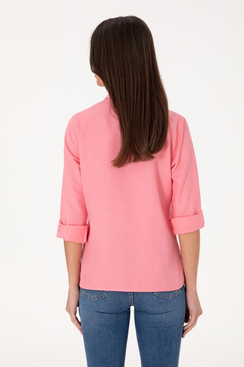 Kadın Pembe Uzun Kollu Basic Gömlek - 50298103015