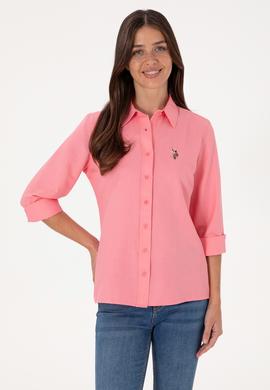 Kadın Pembe Uzun Kollu Basic Gömlek - 50298103015