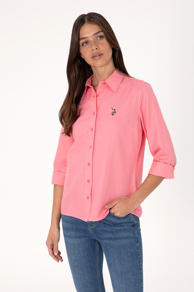 Kadın Pembe Uzun Kollu Basic Gömlek