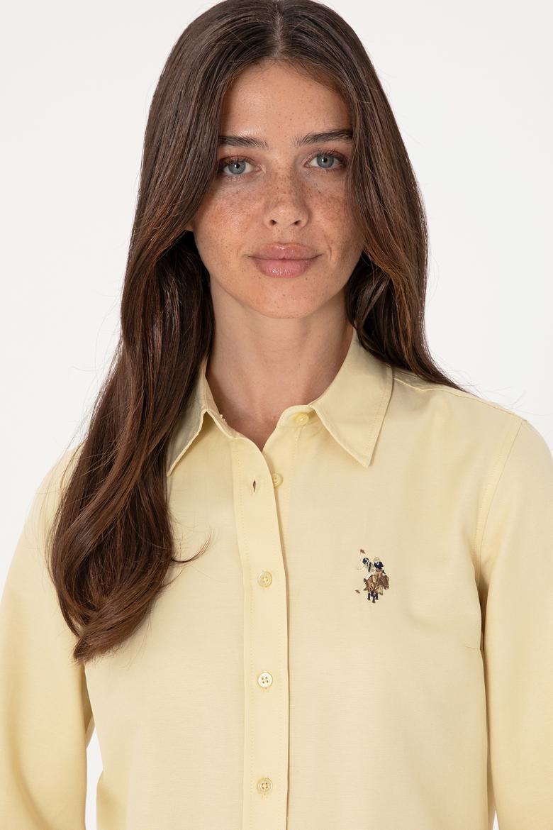 Kadın Açık Haki Uzun Kollu Basic Gömlek - 50298103041