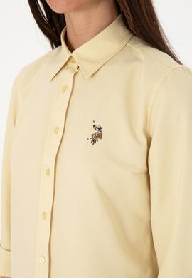 Kadın Açık Haki Uzun Kollu Basic Gömlek - 50298103041