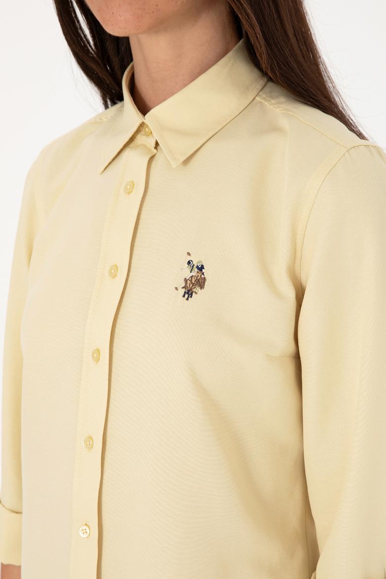 Kadın Açık Haki Uzun Kollu Basic Gömlek - 50298103041