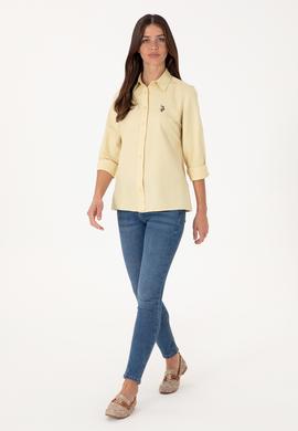 Kadın Açık Haki Uzun Kollu Basic Gömlek - 50298103041