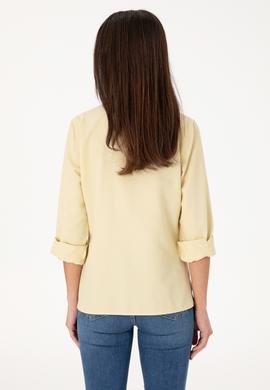 Kadın Açık Haki Uzun Kollu Basic Gömlek - 50298103041