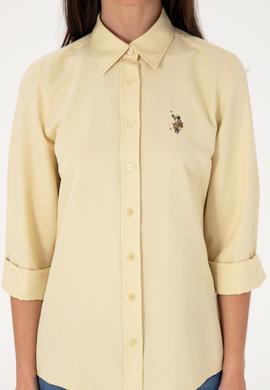 Kadın Açık Haki Uzun Kollu Basic Gömlek - 50298103041