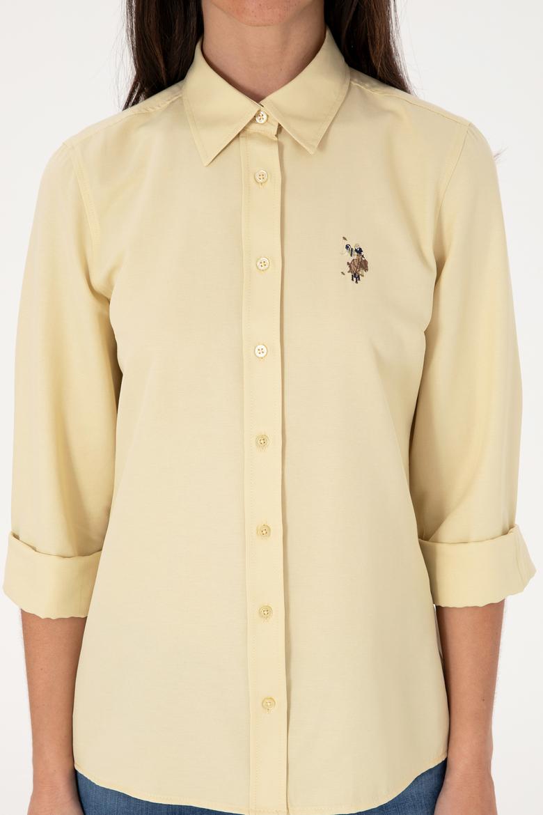 Kadın Açık Haki Uzun Kollu Basic Gömlek - 50298103041