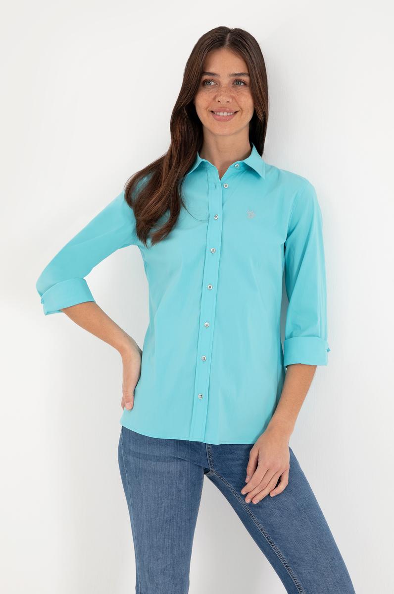 Kadın Aqua Uzun Kollu Basic Gömlek