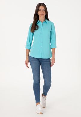 Kadın Aqua Uzun Kollu Basic Gömlek - 50298112037