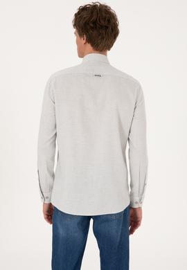 Erkek Ekru Uzun Kollu Basic Gömlek - 50293980036