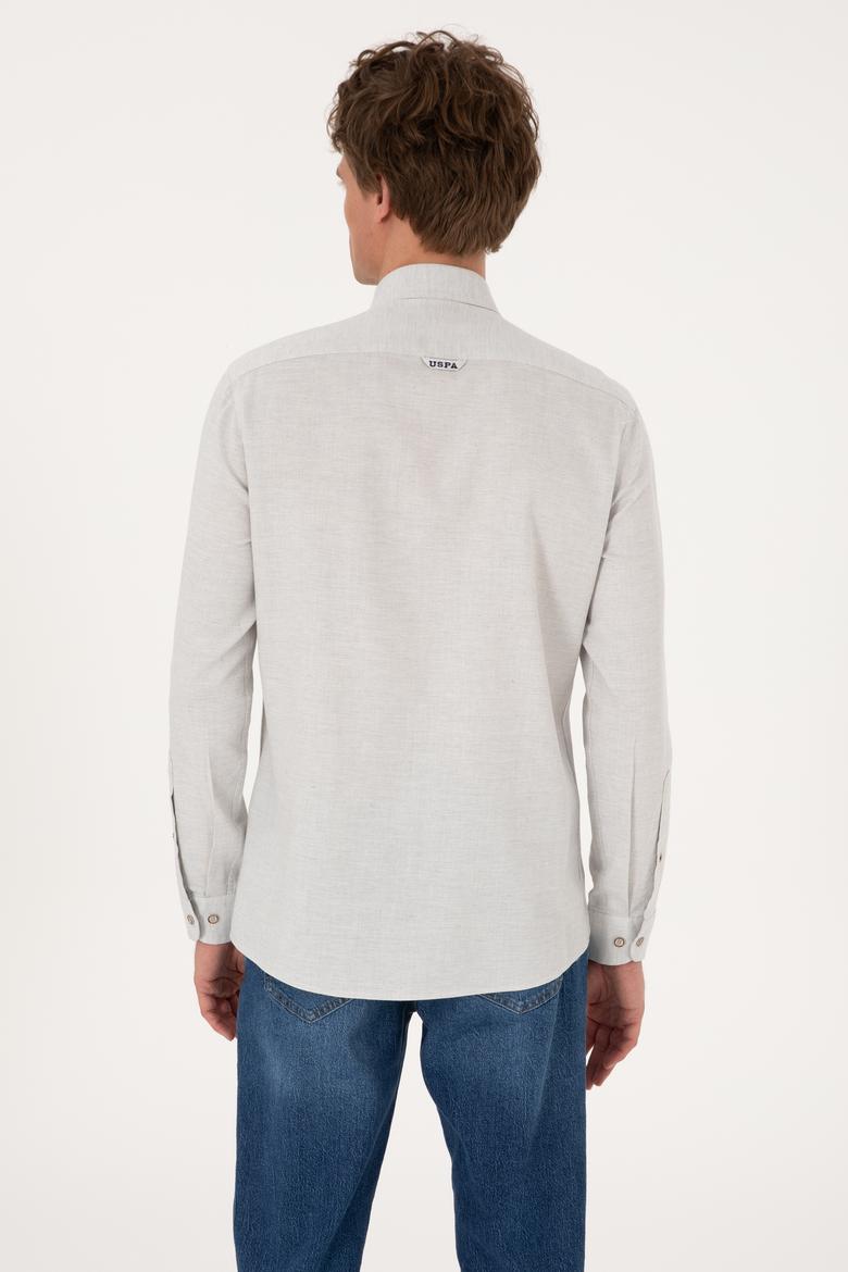 Erkek Ekru Uzun Kollu Basic Gömlek - 50293980036