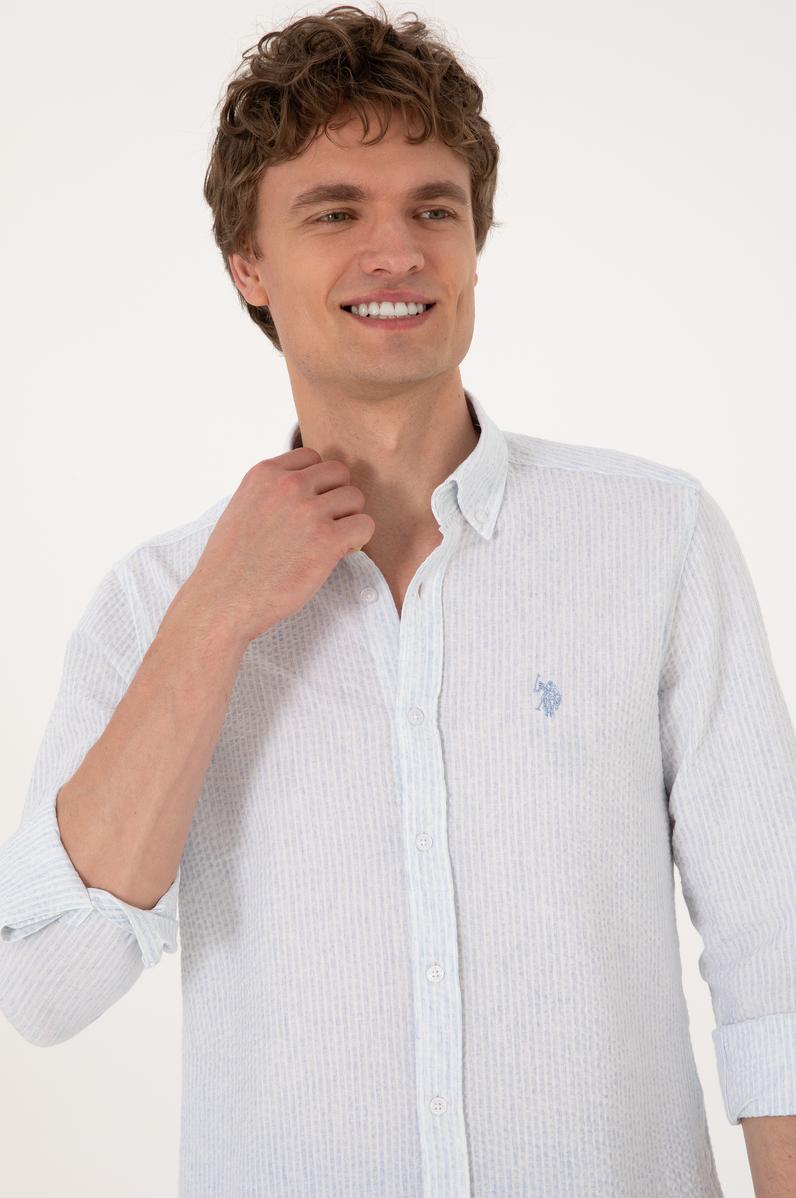 Erkek Açık Mavi Uzun Kollu Gömlek