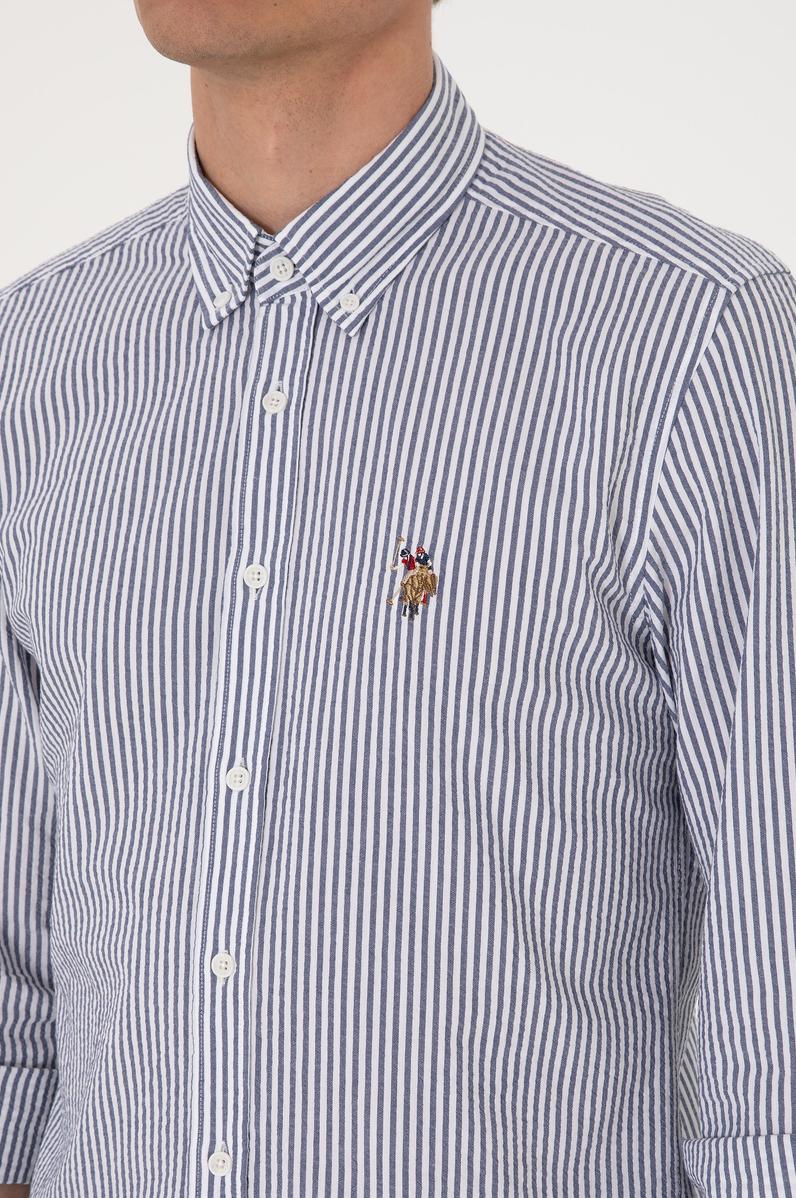 Erkek Açık Lacivert Uzun Kollu Gömlek