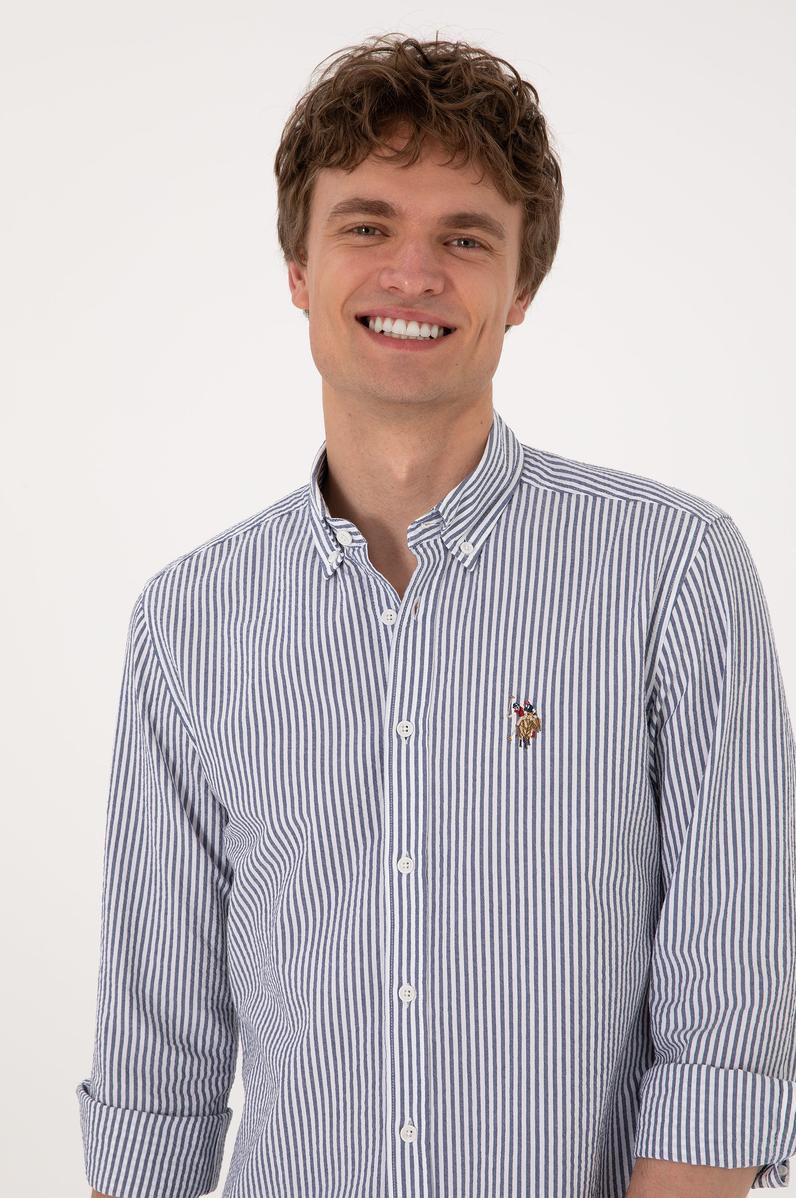 Erkek Açık Lacivert Uzun Kollu Gömlek