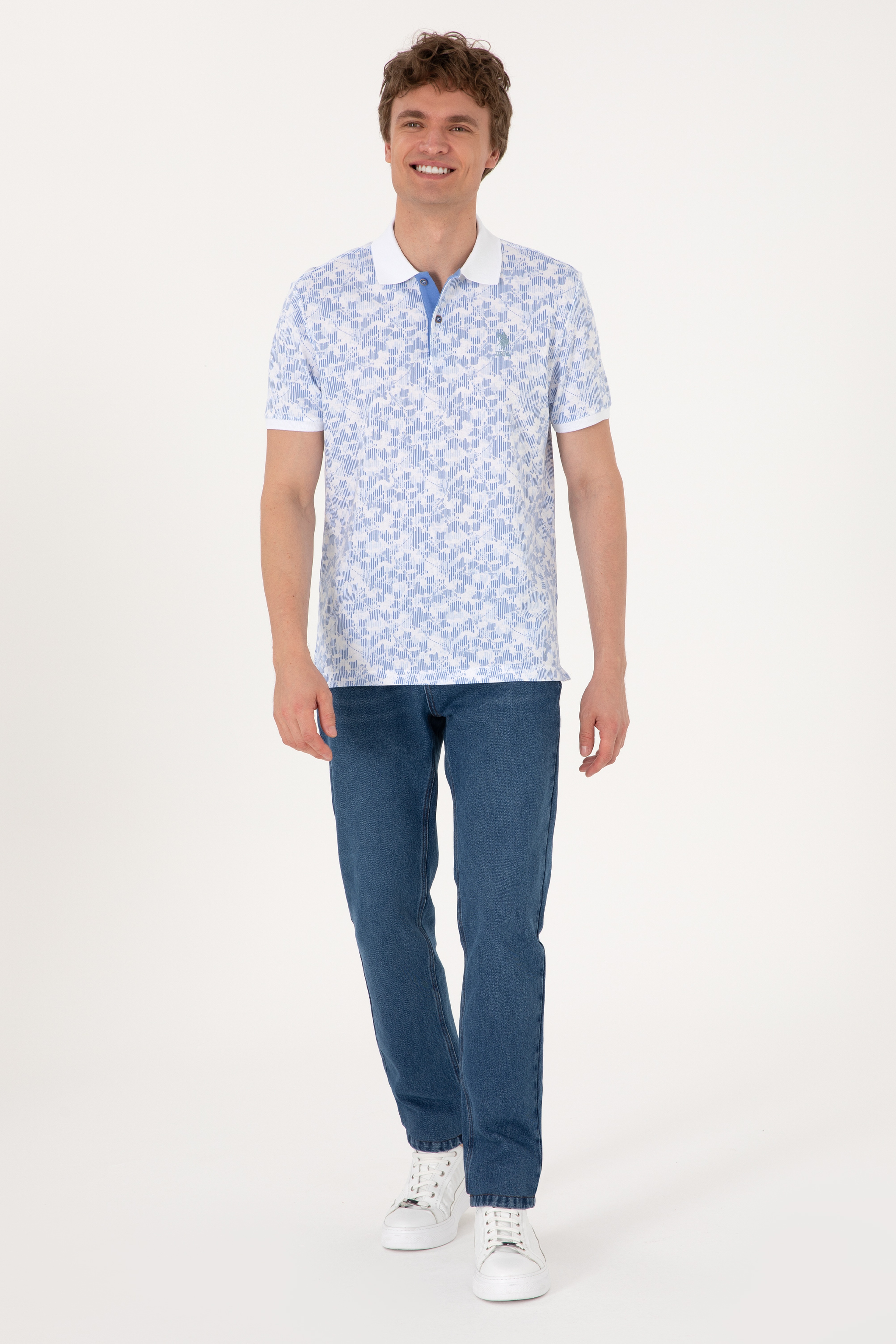 Erkek Regular Fit Mavi Polo Yaka Tişört - Image 4