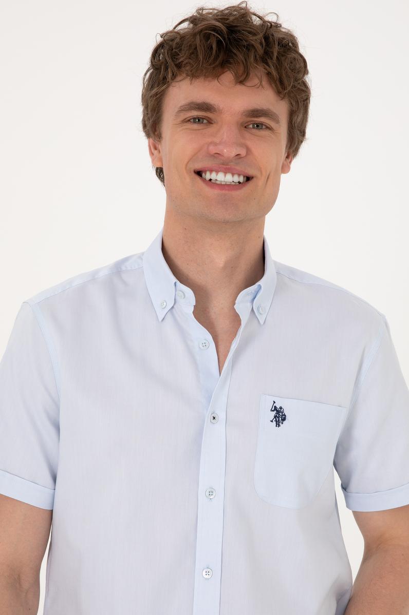 Erkek Açık Mavi Kısa Kollu Gömlek
