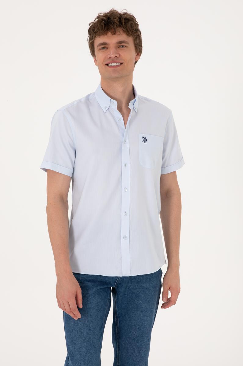 Erkek Açık Mavi Kısa Kollu Gömlek
