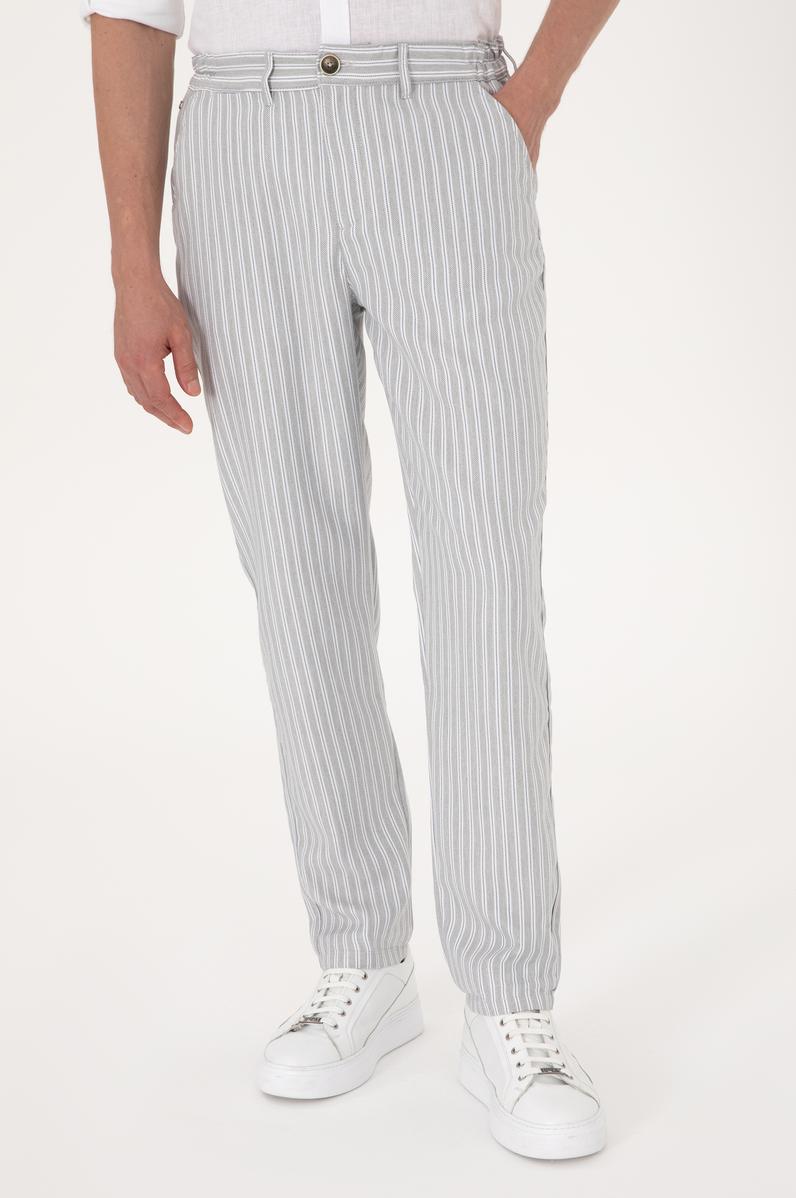 Erkek Açık Gri Kanvas Pantolon