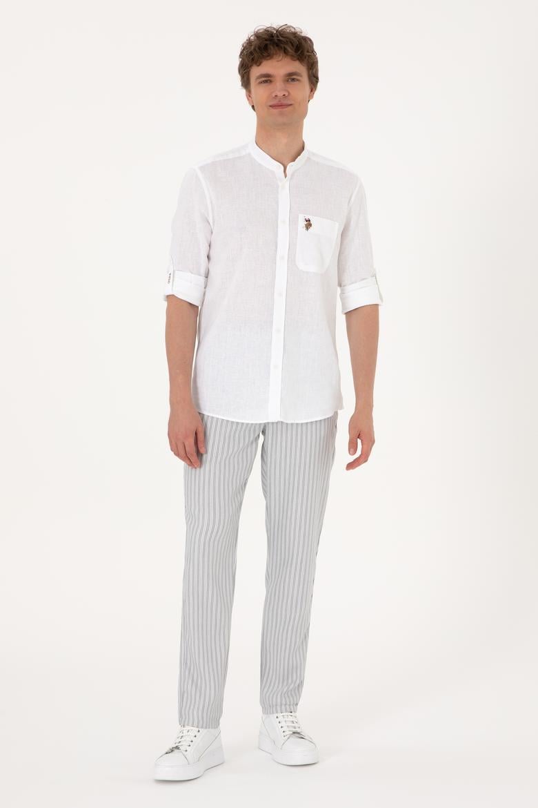 Erkek Açık Gri Kanvas Pantolon