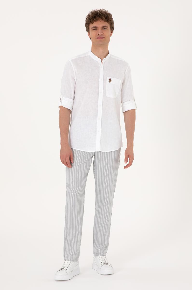 Erkek Açık Gri Kanvas Pantolon