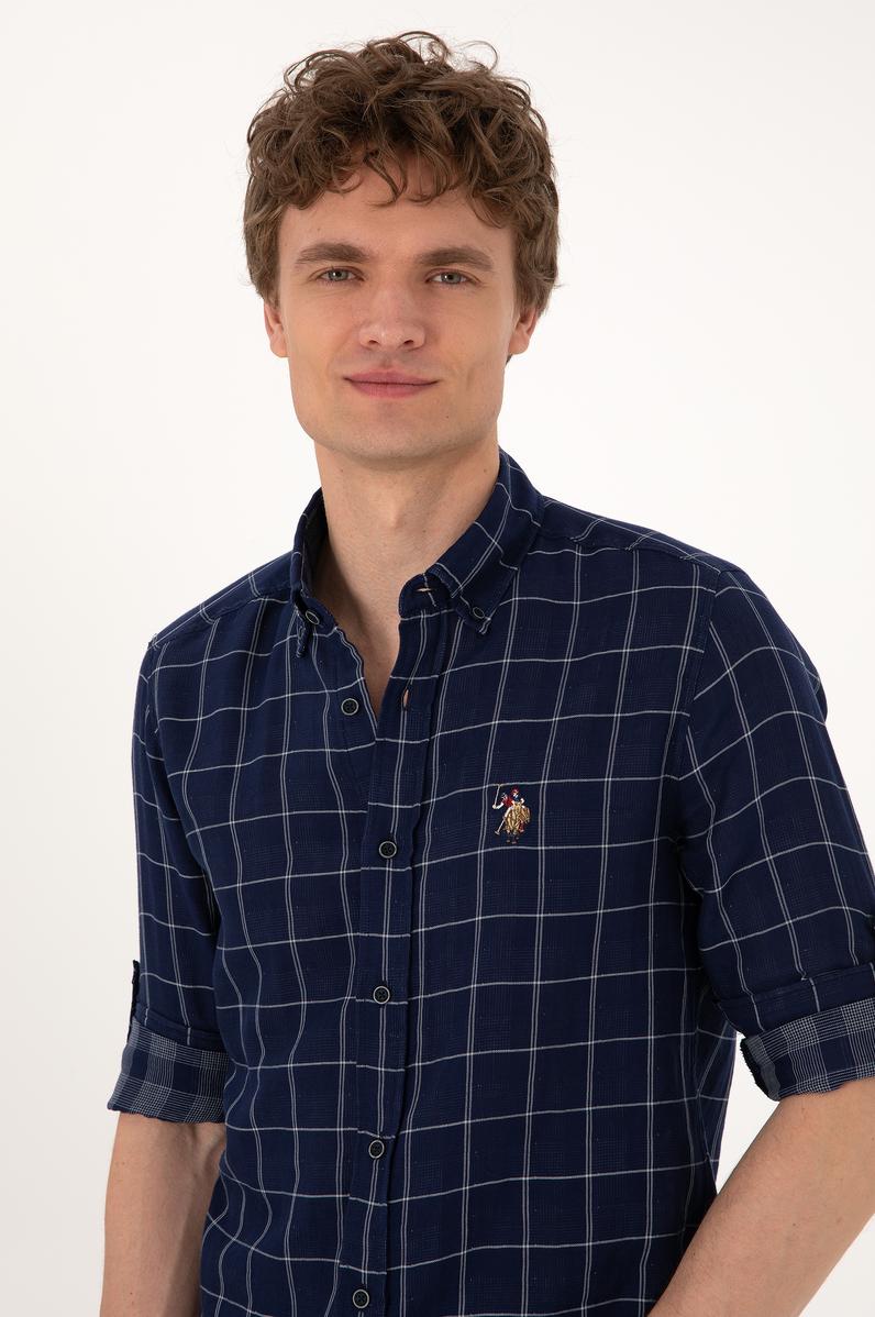 Erkek Lacivert Uzun Kollu Gömlek