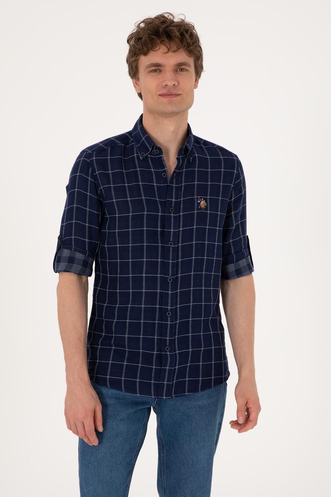 Erkek Lacivert Uzun Kollu Gömlek